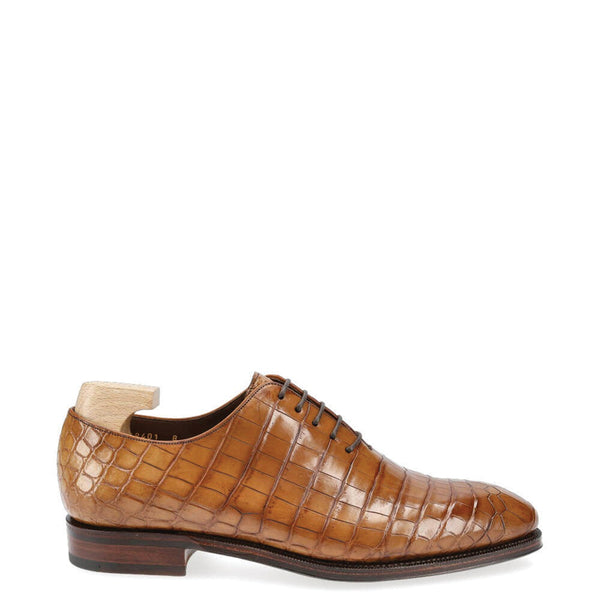 Croco Print Wholecut Leather Formal Oxford Shoes