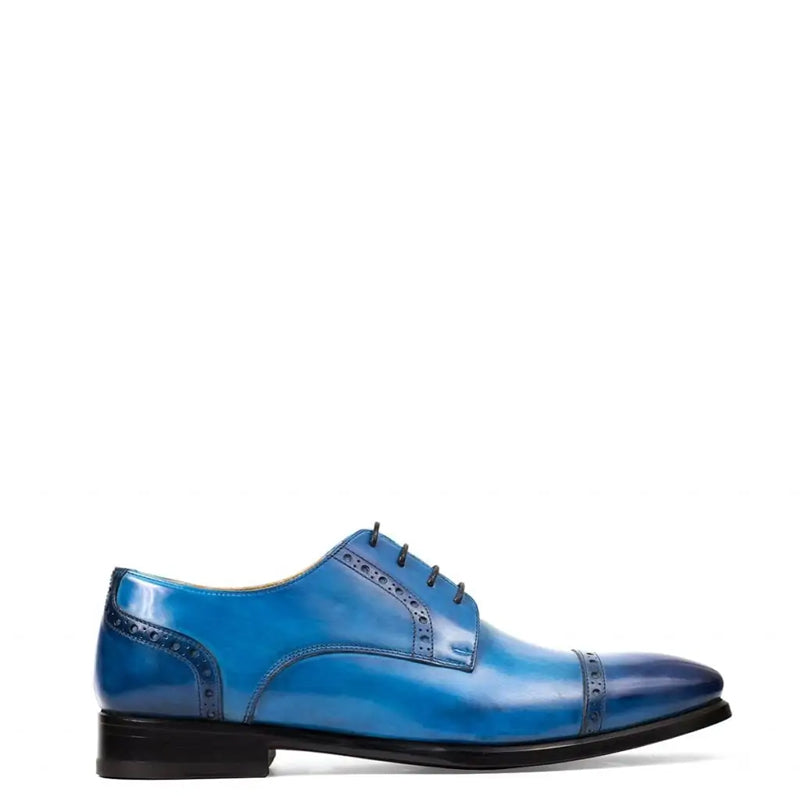 Premium Handmade Leather Cap Toe Oxford Blue Shoe