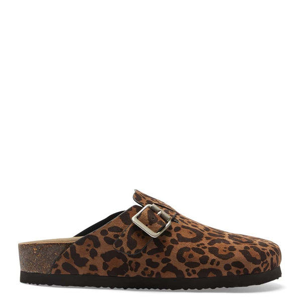 Trendy Suede Leopard Design Sandal Tan