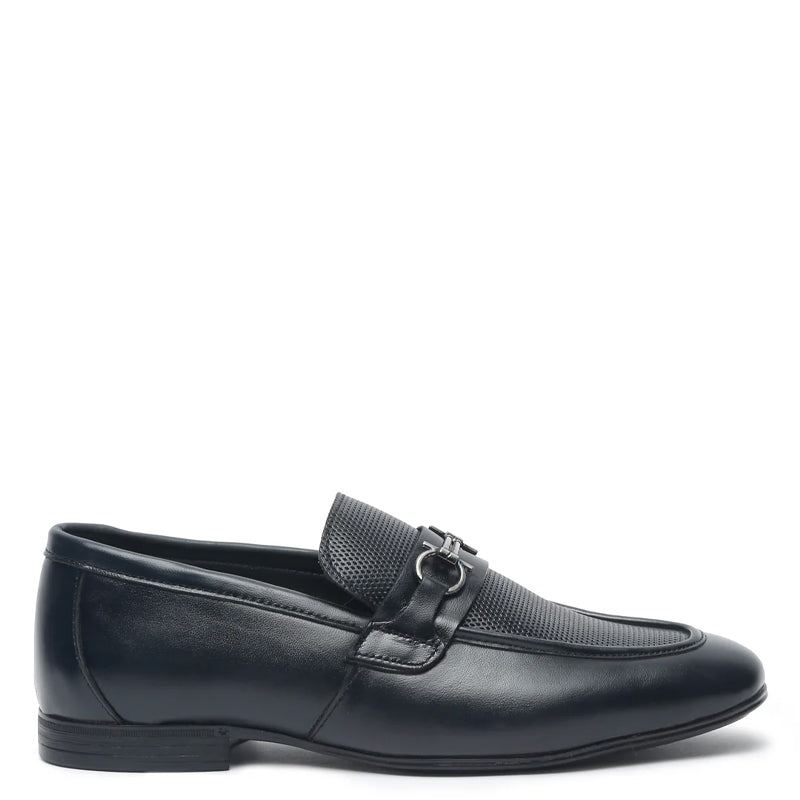 Black Leather Slip-On Loafer for Men