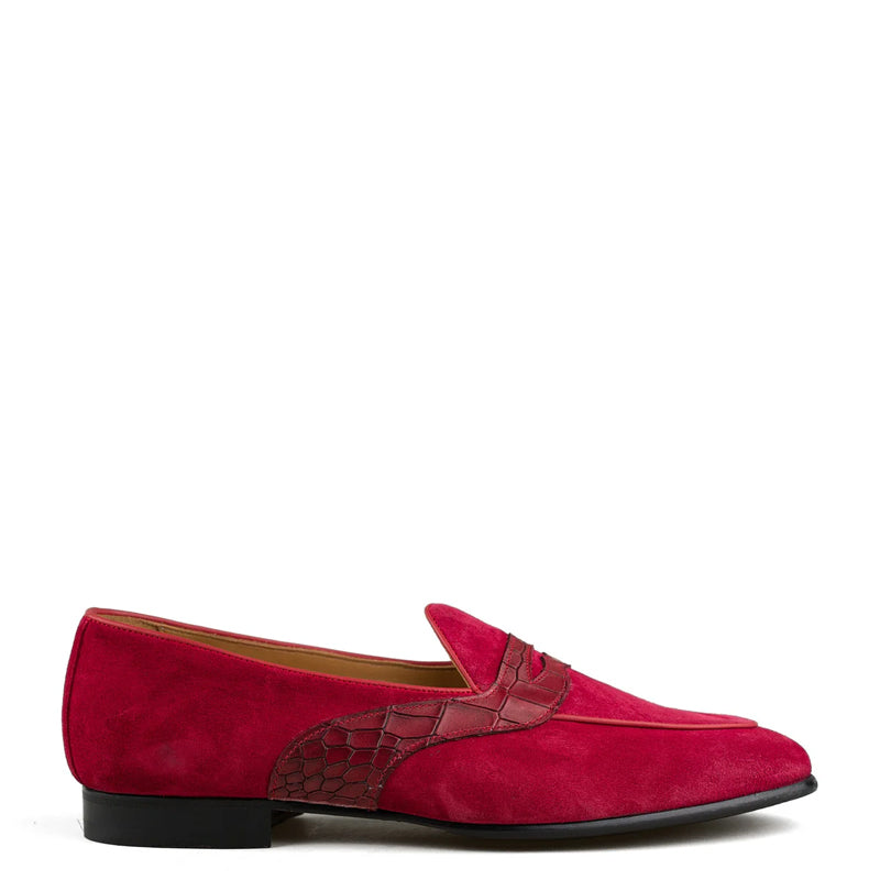 Belgian Penny Loafer Red Shoe For Men