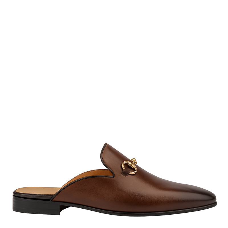Plain Design Leather Mule Blue