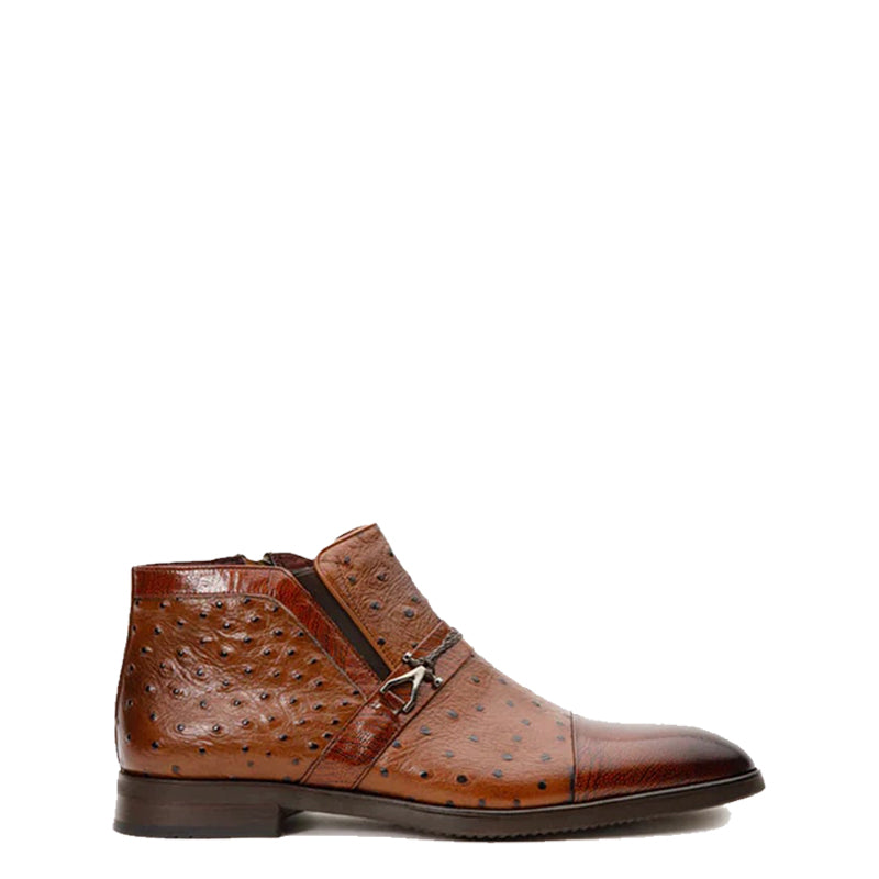 Brown Leather Ankle Zip-Up Boot for Men