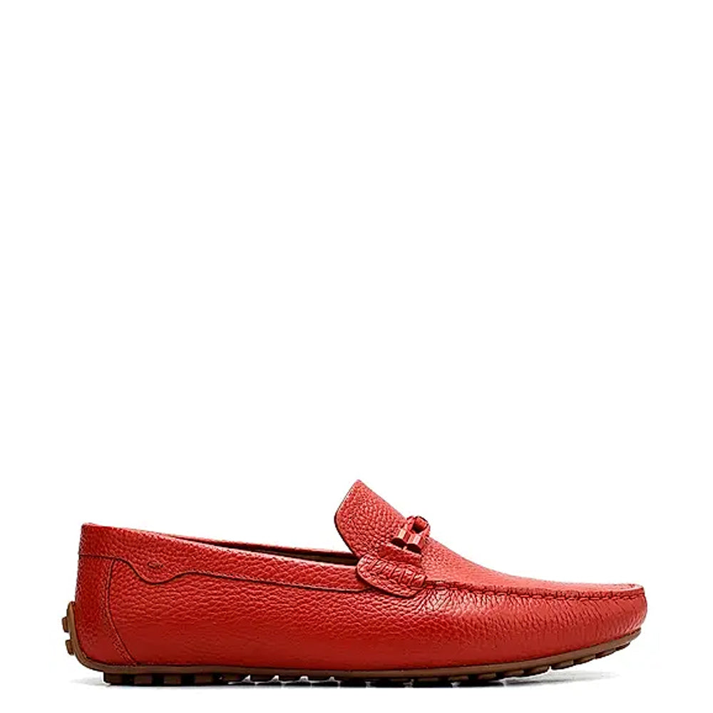 Men Textured Leather Driving Red Loafer