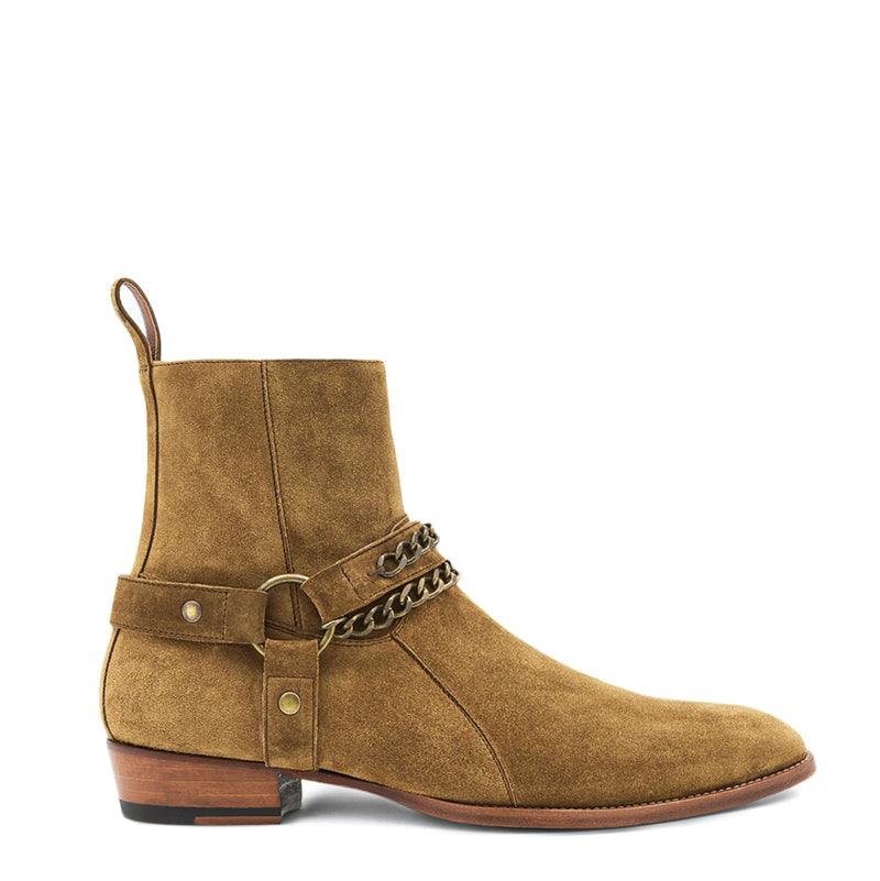 Italian Suede Leather Boots With Chain
