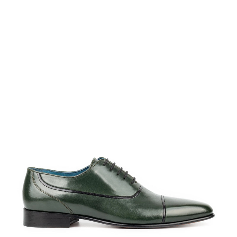 Classic Design Plain Leather Formal Oxford Shoe Green