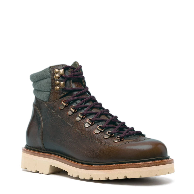 Wine Padded Ankle Lace Up boots