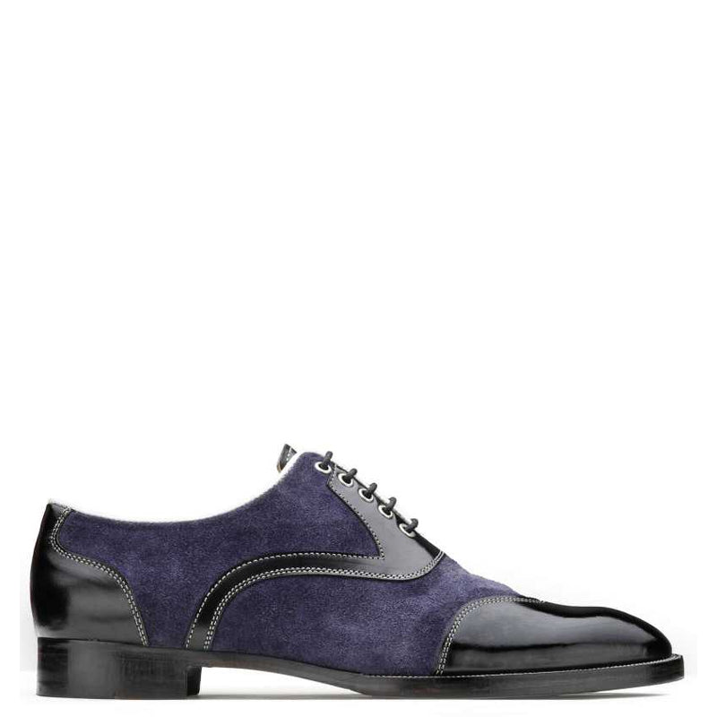 Men Navy & Black Patent Leather Oxford Shoe