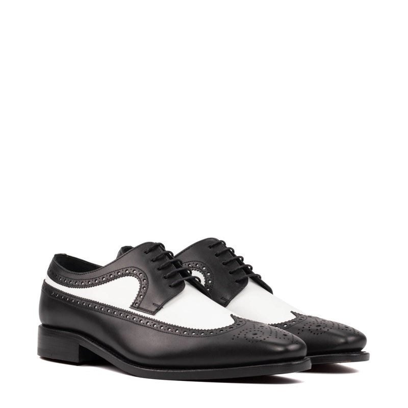 black and white wingtip dress shoes Wingtip Dual Solid Leather Oxford Shoe in Black and White – Italian Shoes Company