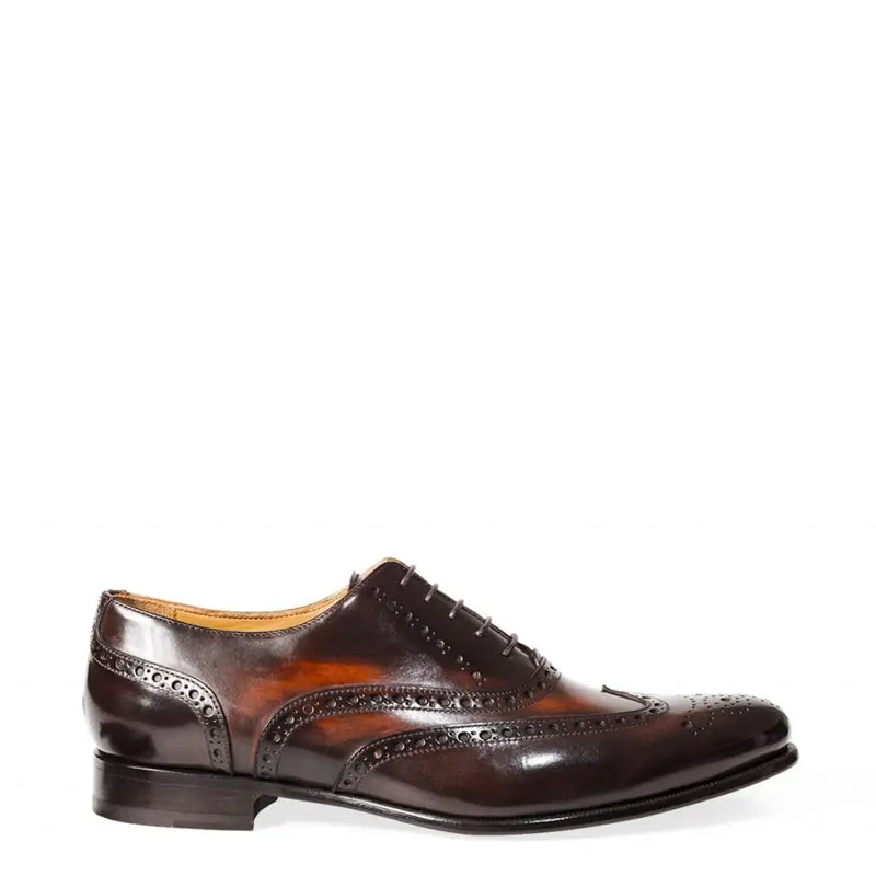 Wingtip Shiny Leather Oxford Tan / Brown Shoe