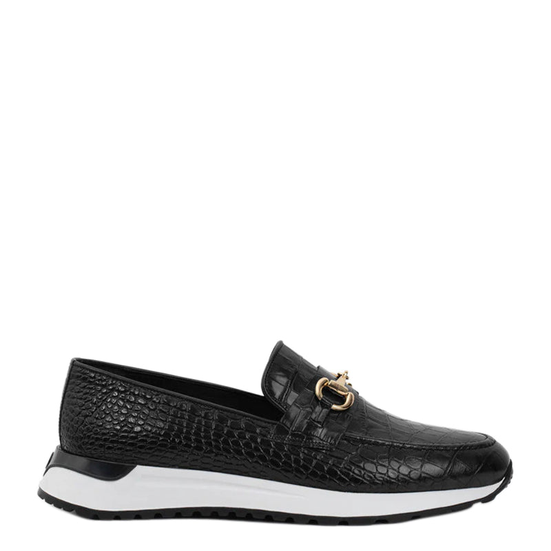靴 MENS EMBOSSED LOAFERS / BLACK CROCODILE Amazon.com | Men's Genuine Authentic Black Crocodile Loafers Dress
