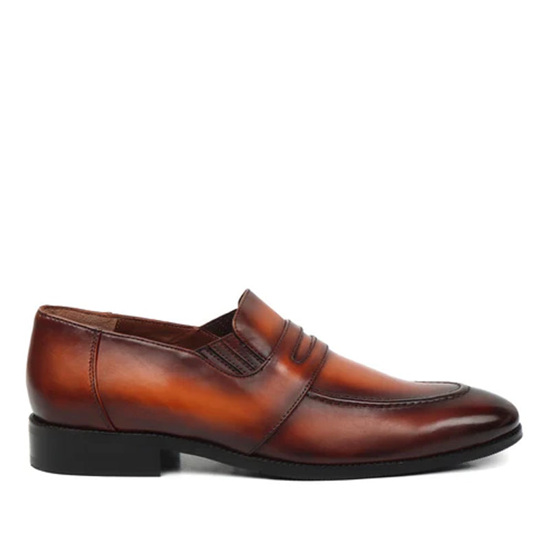 Blue Leather Penny Loafer For Men