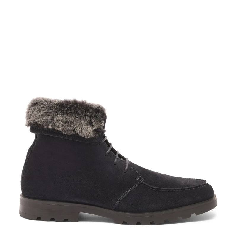 Men Suede Leather Ankle Boots With Fur-Trim Men Suede Leather Ankle Boots With Fur-Trim