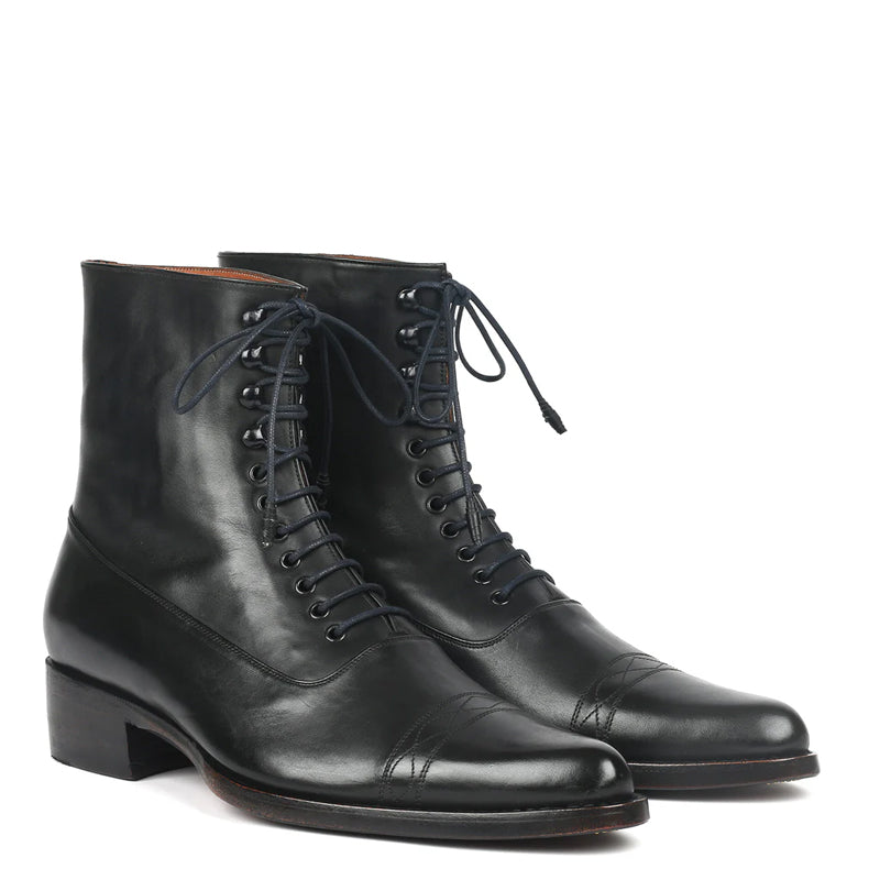 Custom Handmade Italian-Style Calfskin Leather Ankle Boots Men Custom Handmade Lace-Up Leather Ankle Boots main image 4