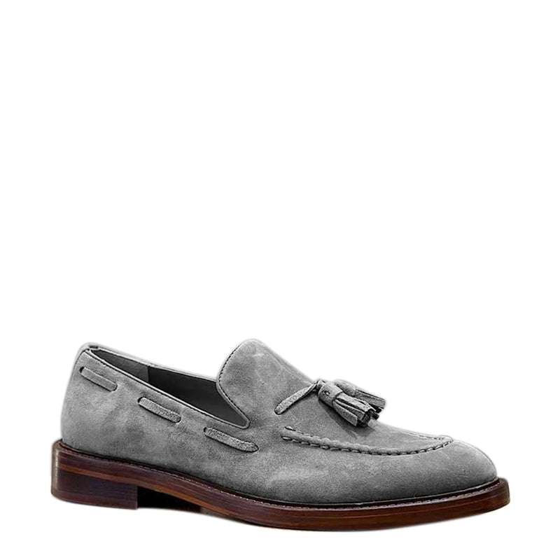 Comfort Tassel Penny Loafer in Olive Green Suede Leather
