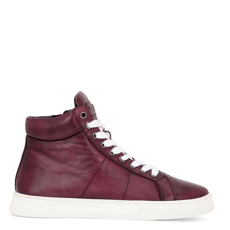 Lace Up Leather Handcrafted Burgundy Sneaker