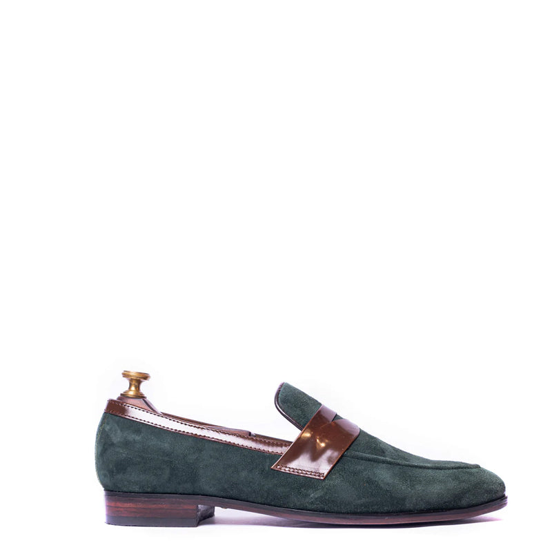Classic Penny Suede Handmade Leather Loafer Green – Italian Shoes Company