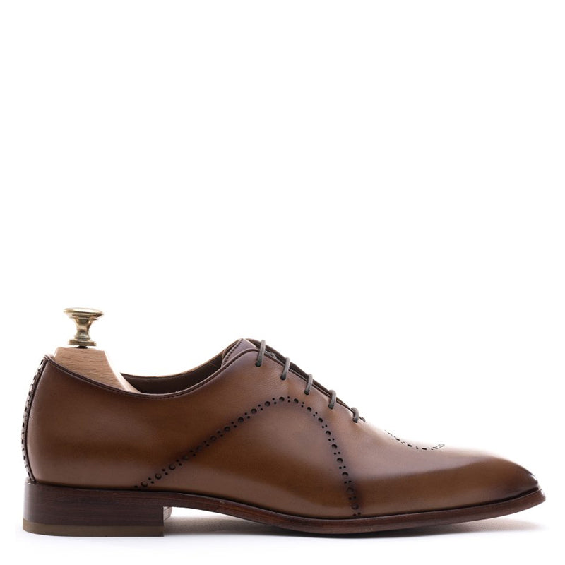 Classic Whole-Cut Leather Formal Oxford Tan Shoe