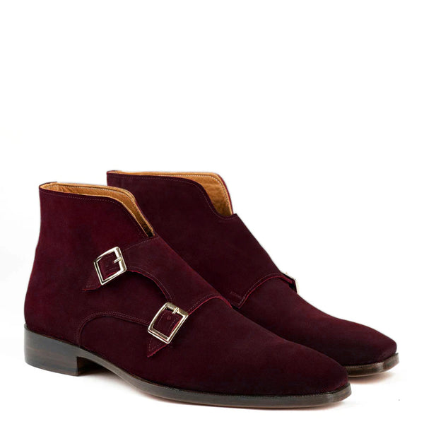 Luxury Suede Leather Double Buckle Ankle Boot