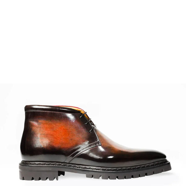 Men Handpainted Solid Leather Chukkas Tan Boot
