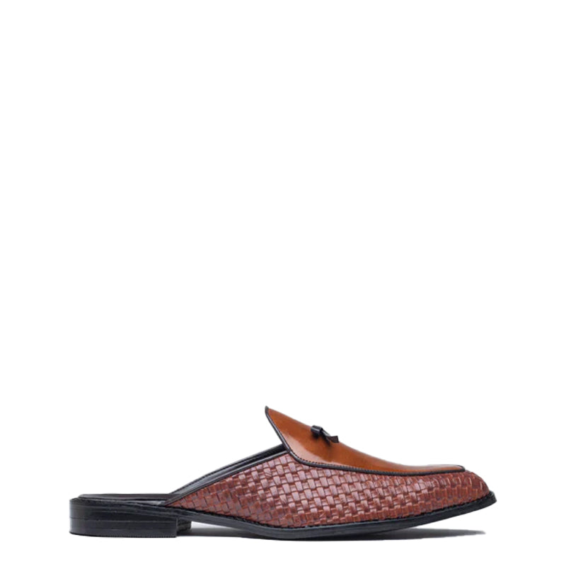 Woven Textured Luxury Mule Shoe Tan