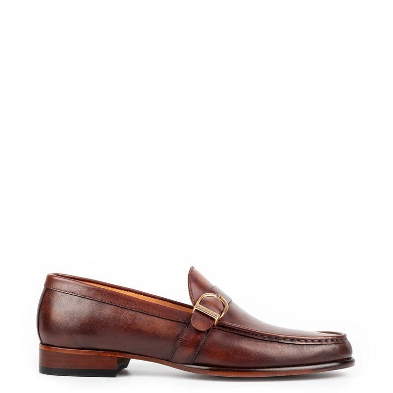 Polished Leather Single MonkStraps Brown Loafer