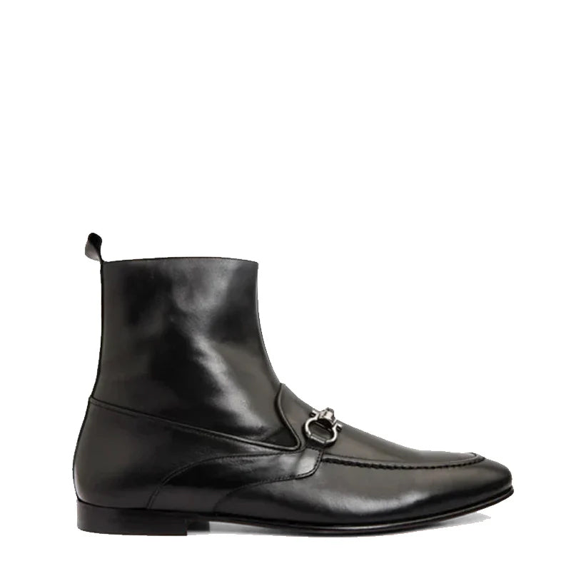 Black Suede Zip Up Dress Men Boot