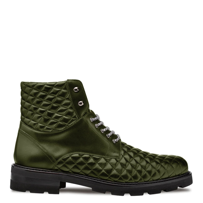 Green Lace-up Leather Boot
