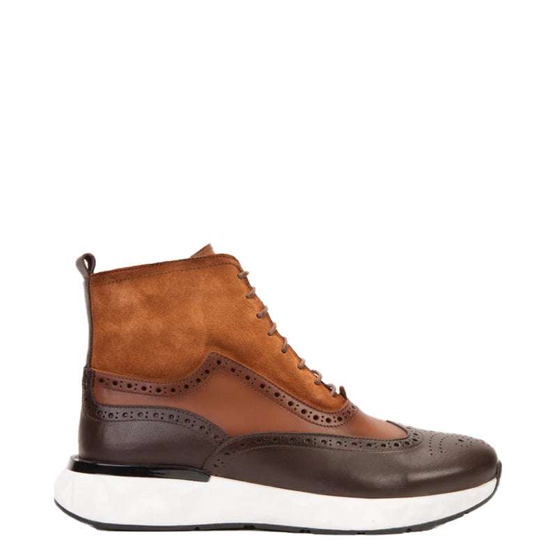 Premium Leather Lace-Up Wingtip Burgundy Boot
