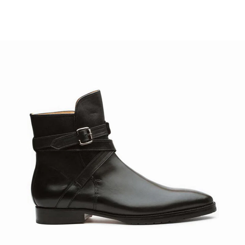 Leather Jodhpuri Chukka Boots With Buckle