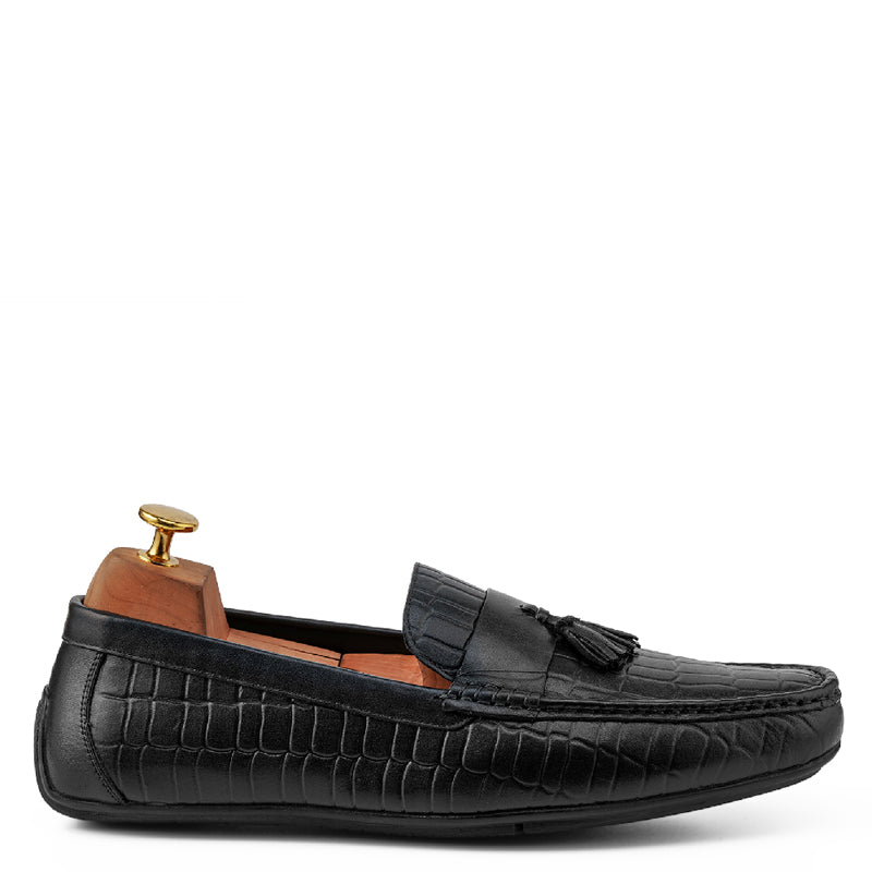 Premium Handmade Solid Leather Tassel Black Loafer