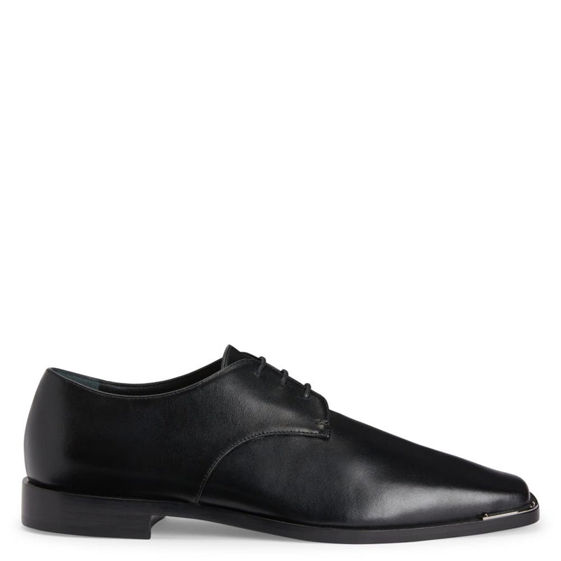 Men Polished Leather Formal Plain Derby Shoe Black