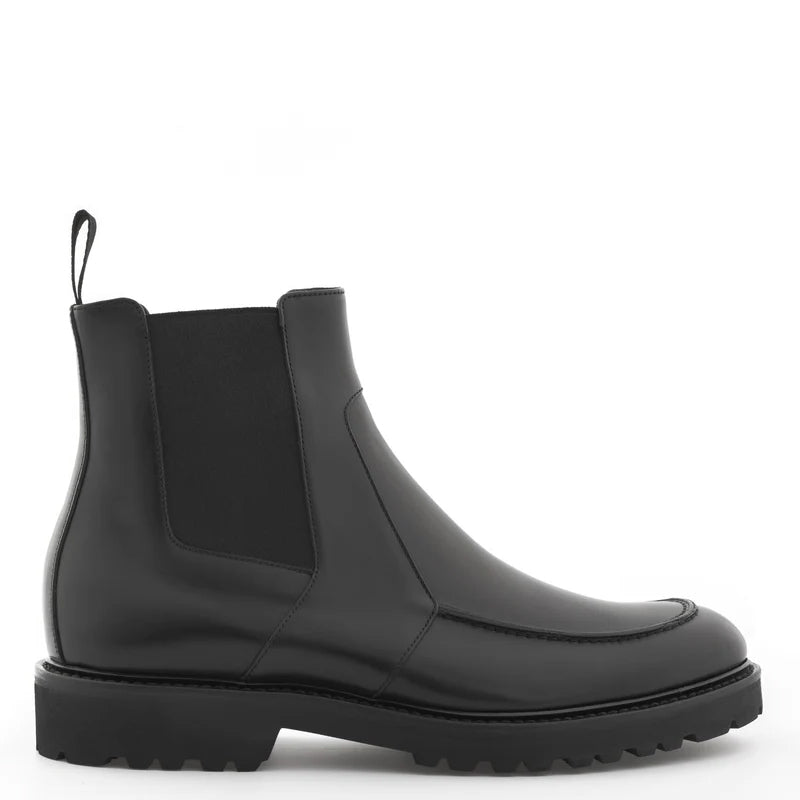 Mid-Top Luxury Fashion Leather Chelsea Boot Black