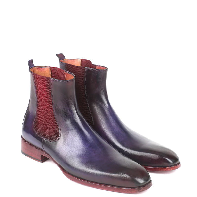 HandPainted Solid Leather Chelsea Boot Purple