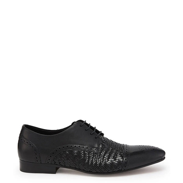 Men Handmade Leather Woven Textured Oxford Shoe