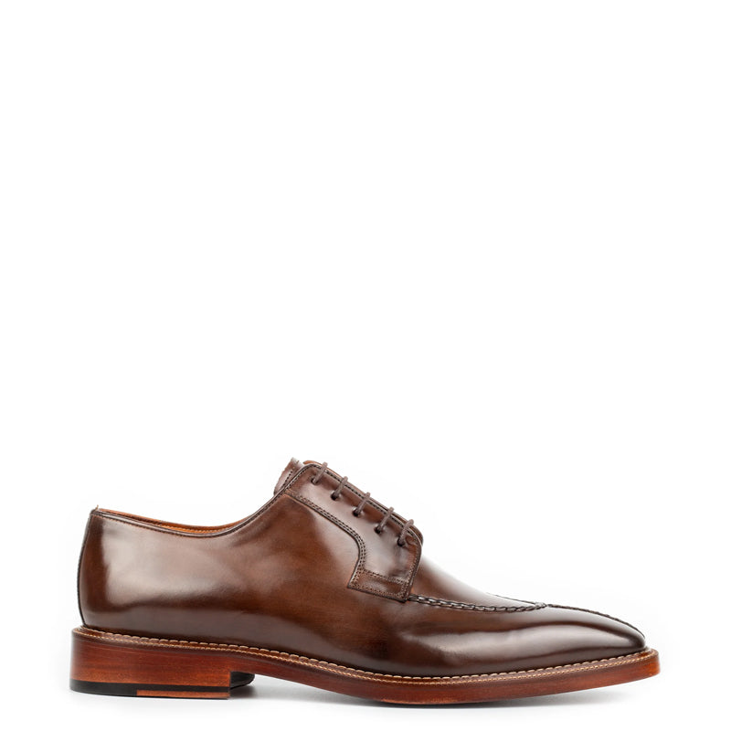 Handpainted Crust Leather Split Toe Derby Shoe Black