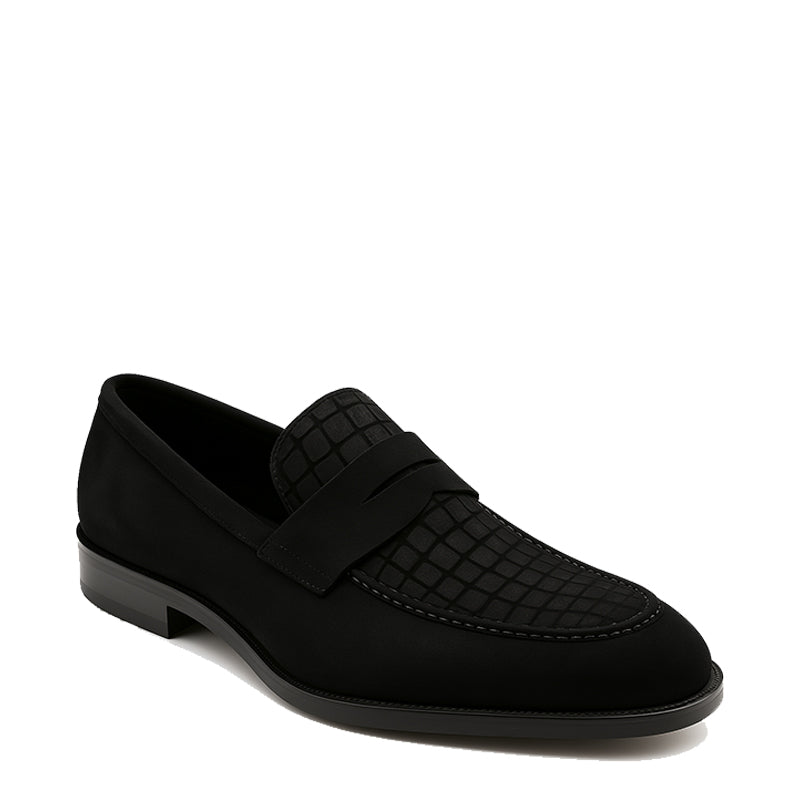 Suede Royale Leather Printed Blue Loafer