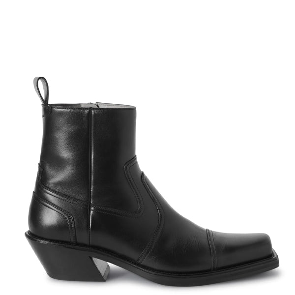 Men Leather High Side Zipper Ankle Boot