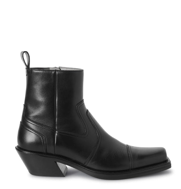 Men Leather High Side Zipper Ankle Boot
