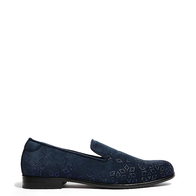Velvet Handmade Luxury Design Leather Blue Loafer