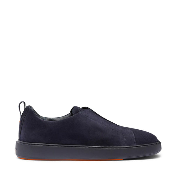 Suede Triple Stitch Slip-On Sneakers For Men - Blue