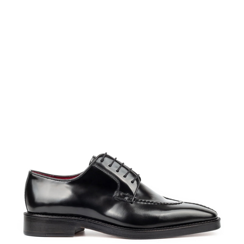 Handpainted Crust Leather Split Toe Derby Shoe Black