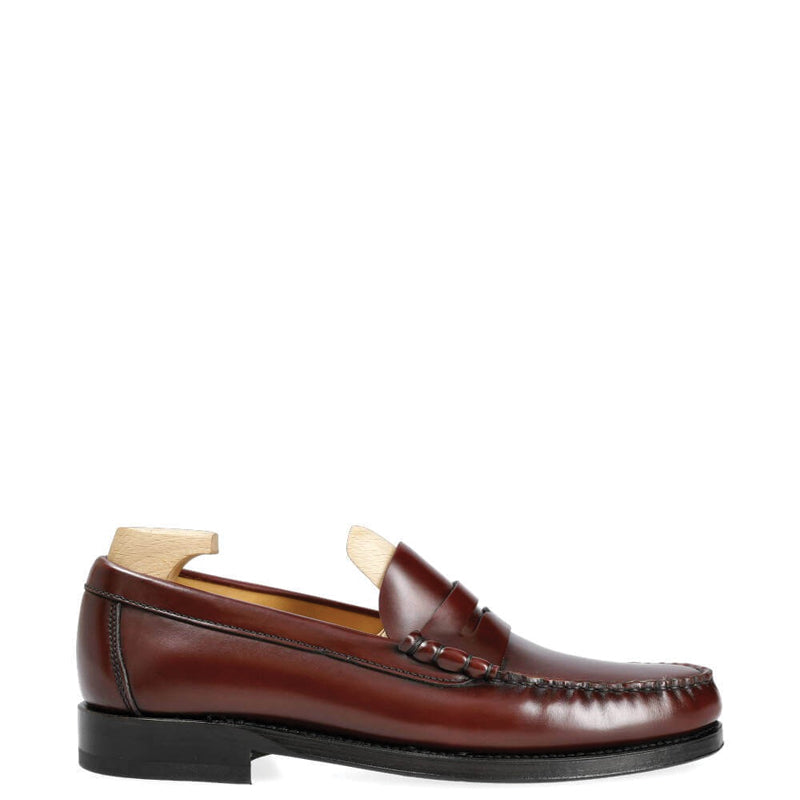 Penny Handmade Polished Leather Burgundy Loafer