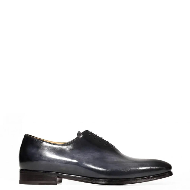 Classic Plain Solid Shiny Leather Oxford Grey / Black Shoe