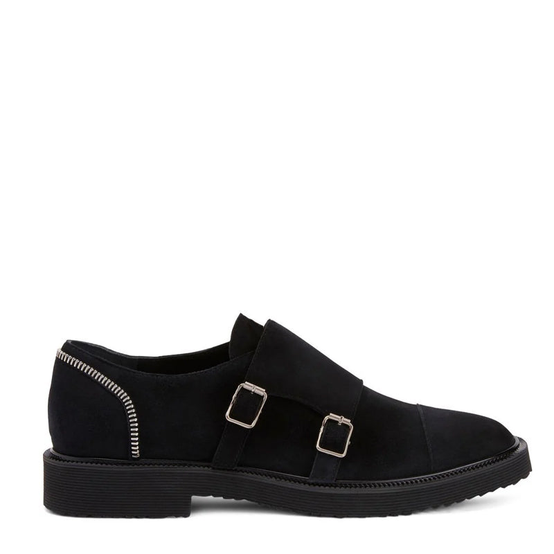 Monk Steep zip-trimmed Suede Monk Strap Shoe
