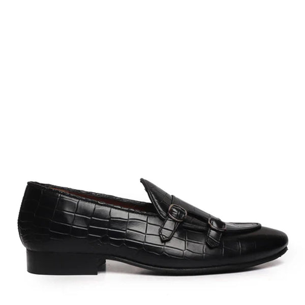 Deep Cut Croco Double Monk Shoe For Men