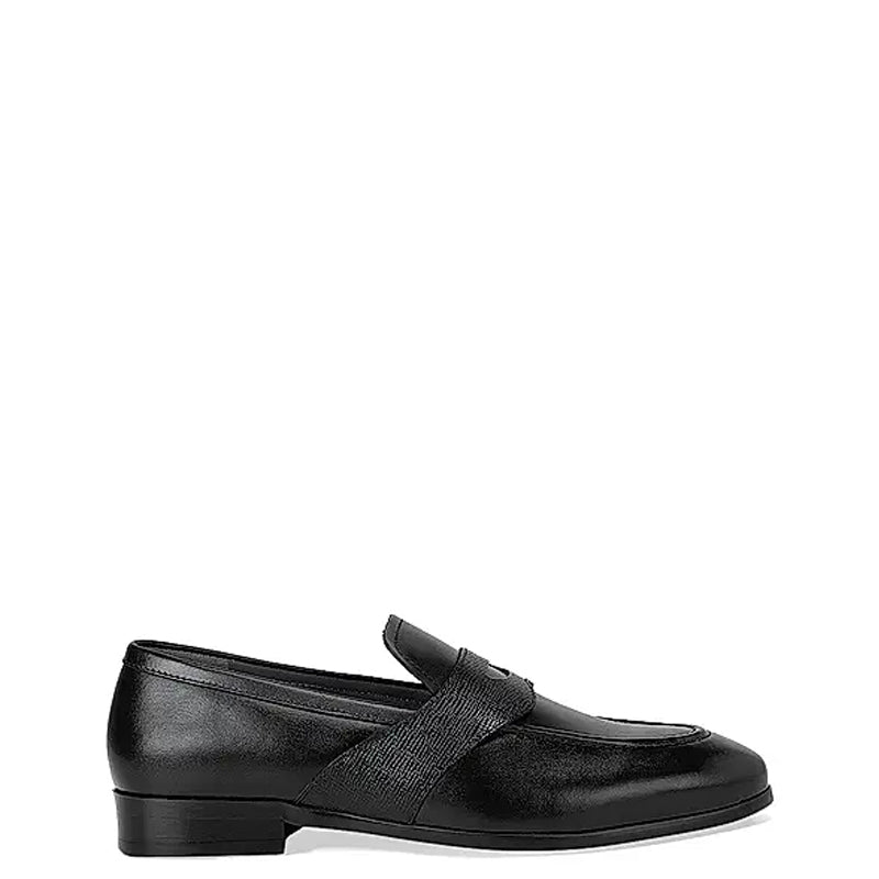 Men Classic Polished Leather Penny Black Loafer