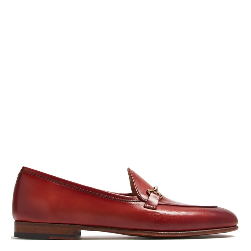 Scarlet Buckle Leather Burgundy Loafer