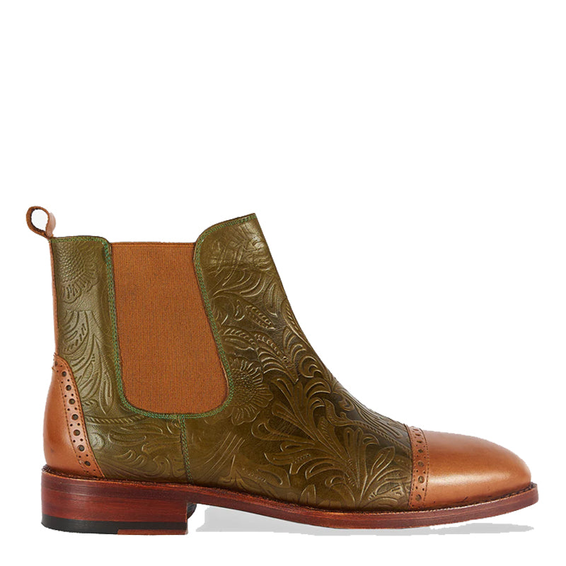 Textured Chelsea Olive Tan