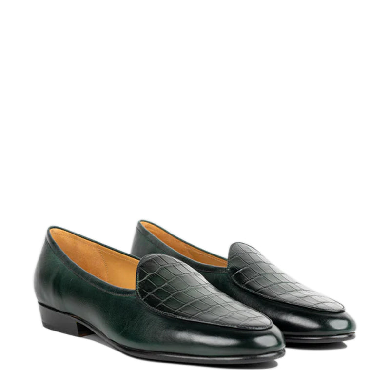 Croco Solid Leather Formal Brown Loafer